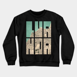 Luanda, Angola City Map Typography - Vintage Crewneck Sweatshirt